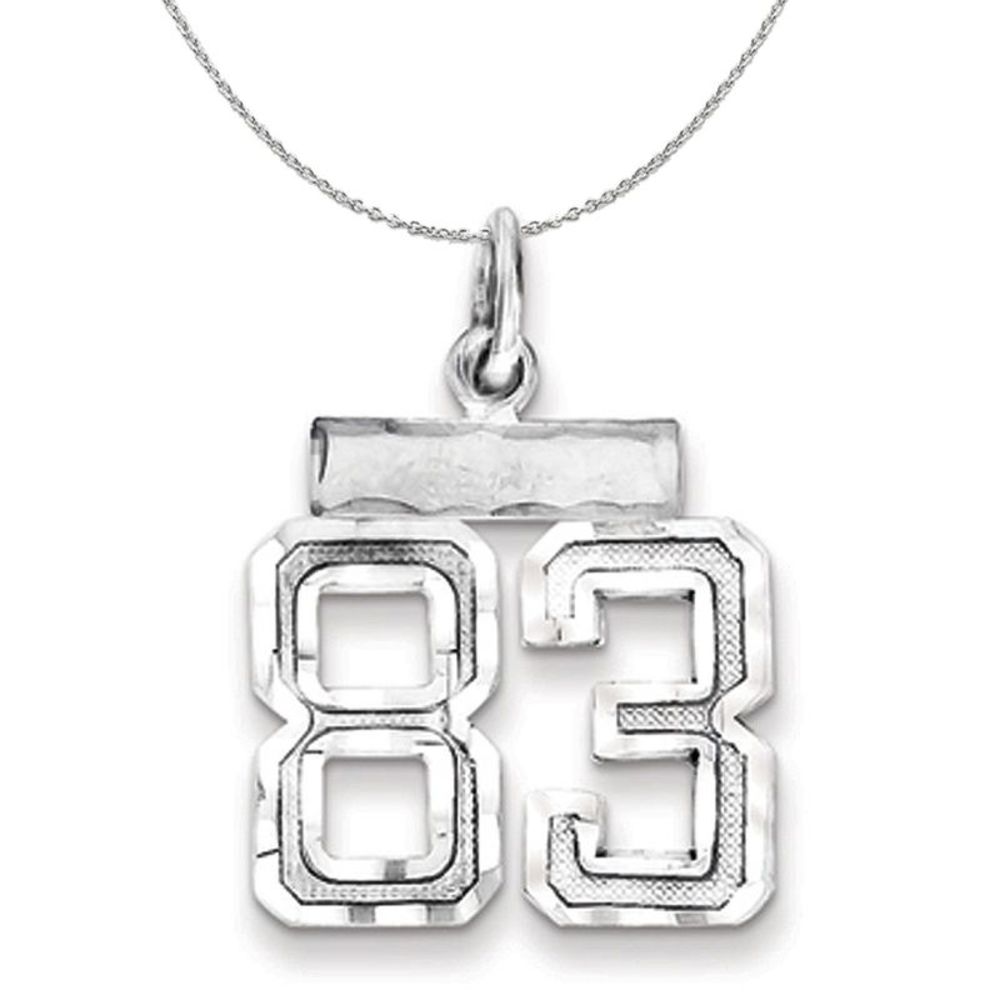 Silver, Varsity Collection, Small D/C Number 83 Necklace - 20 In
